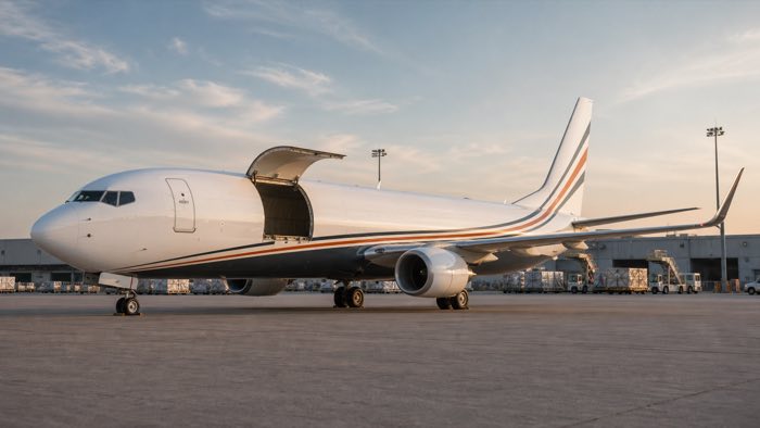 Cargo aircraft ready for loading